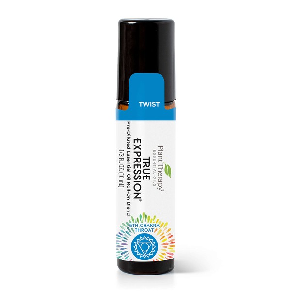 Plant Therapy Chakra 5 True Expression Essential Oil Blend (Throat Chakra) Pre-Diluted Roll-On 10 mL (1/3 oz) 100% Pure