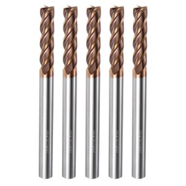 HARFINGTON 5pcs Carbide Square End Mills 6mm (15/64") Dia 6mm (15/64") Shank 75mm (3") Extra Long HRC55 TiSiN Coated Micro-Grain Tungsten Carbide 4 Flutes Milling Bit Cutter