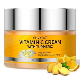 SHVYOG Hidratante facial con vitamina C, crema facial de cúrcuma, hidratación antienvejecimiento, crema reafirmante e iluminadora para manchas oscuras