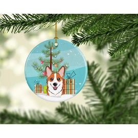 Caroline's Treasures BB1626CO1 Christmas Tree and Red Corgi Ceramic Ornament, 3 in, Multicolor