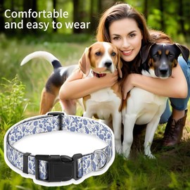 NUGGHU Dog Collar, Cute Puppy Collar, Funny Pet Collar, Adjustable Soft Dog Collars for Large Dogs Cute Blue Sea Stars