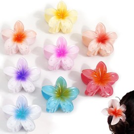 IONPSHG 8PCS Hawaiian Plumeria Hair Clips Tropical Flower Hairpin Cute Flower Hair Clip Non-Slip Hair Accessories for Women Girls Lily Flower Hair Jaw Claw for Beach Party Bridal Wedding for Thick Hair