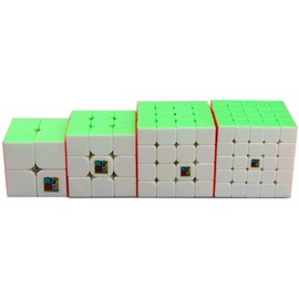 Gobus Pack of 4 MoYu MOFANGJIAOSHI Rubik's Cube 2x2 3x3 4x4 5x5 Stickerless Speed Cube Set, Stickerless Puzzle Cubes Collection Set