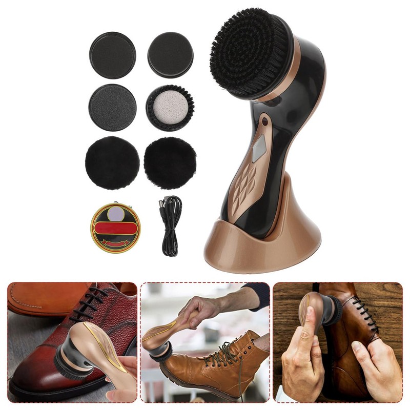 SOLUSTRE Electric Shoe Shine Kit - Mini Portable Handheld Shoe