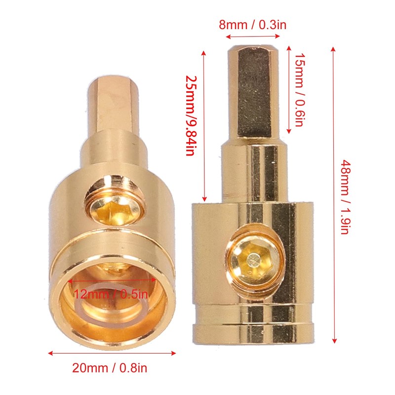 Terminal,Fydun 2pcs 0GA Wire Reducer Terminal Connector 1/0 Gauge to