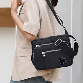 FAVORTALK Messenger Bag Women Nylon Waterproof Shoulder Bag with Adjustable Shoulder Strap for Strolling Hiking Dog Walk Large Capacity Cross Body Bags for Girls Ladies - B39207
