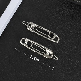15 Pcs Hair Pins Hair Clips Alloy Safety Pin Shape Hairpin Barrettes Goth Hair Pins Set Hairdressing Tool Hair Accessories (Silver)