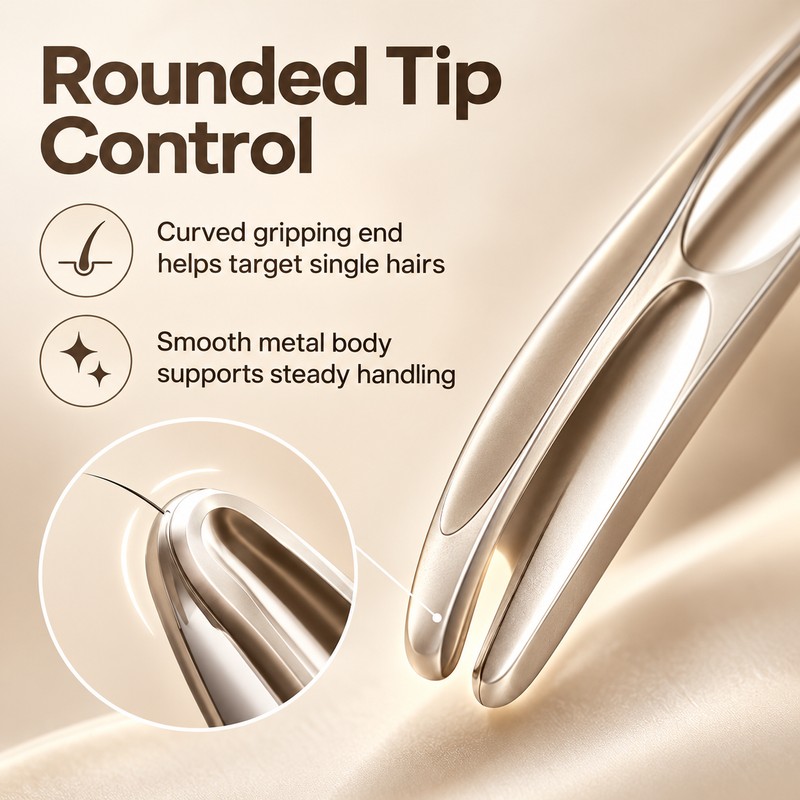 Eyebrow Tweezers for Precise Facial Hair Plucking - Rounded Tip,