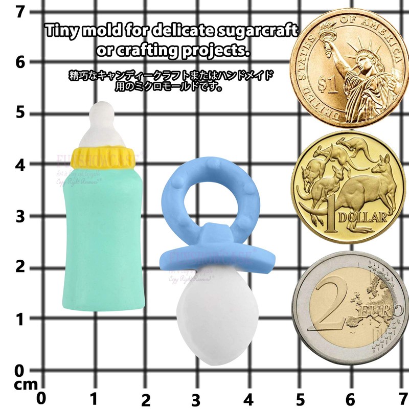 Silikonform Babyfläschchen Schnuller Fondant Backform für Polymer-Ton Tortendeko
