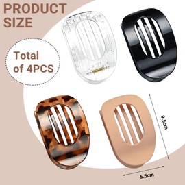 BelleVive 4 Pieces Flat Hair Clips French Concord Claw Clips Curved Round Flat Barrettes for Women and Girls Hair Clips with Strong Hold for Thick Thin Hair, multicoloured, 1 stück (4er Pack)