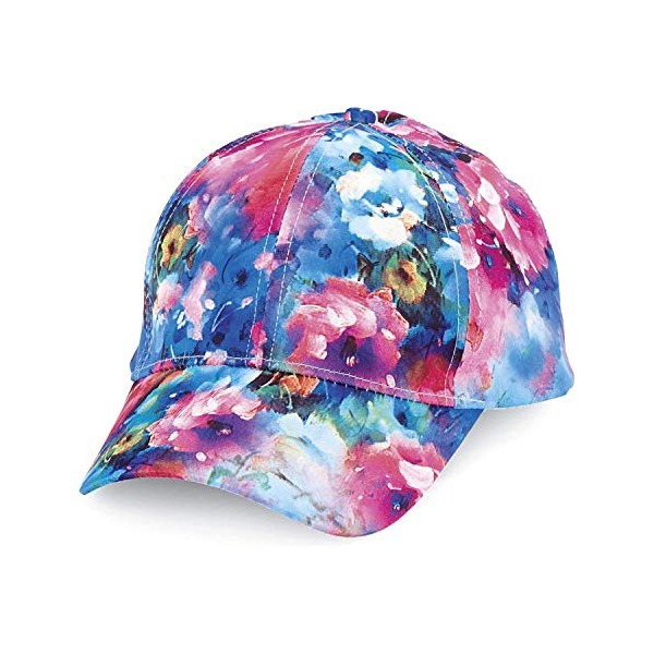 PGI Traders Watercolor Floral Print Baseball Cap | All-Over Print | Fashion Accessory | 100% Polyester | Adjusts to Fit Most