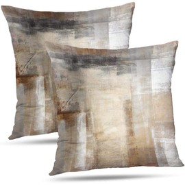 ONELZ Abstract Art Throw Pillow Covers, Brown and Beige Abstract Art Painting Double-Sided Cushion Cover 16 x 16 Decorative Home Gift Bed Pillowcase, Abstract Art 12
