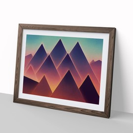 Futuristic Pyramids Vol.2 Abstract H1022 Framed Print for Living Room Bedroom Home Office Décor, Wall Art Picture Ready to Hang, Walnut A4 Frame (34 x 25 cm)