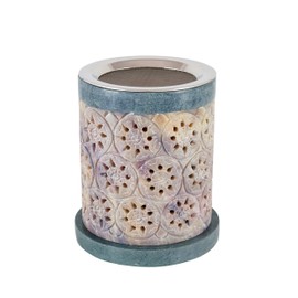 NKlaus Soapstone smoking vessel carved with strainer 9 x 11.5 cm incense tea light warmer 15718