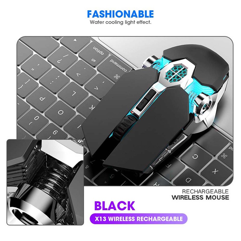 X13 Wireless Rechargeable Gaming Mouse Mute Water Cooled Luminous Mechanical