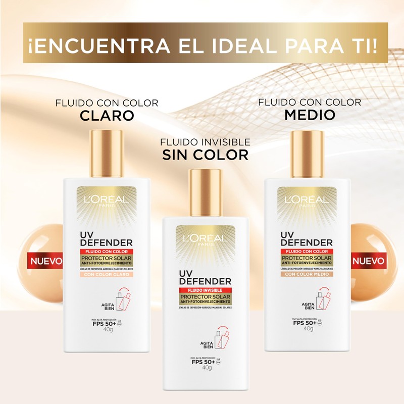 L'Oréal Paris Protector Solar Diario FPS50+ UV Defender Fluido Tono
