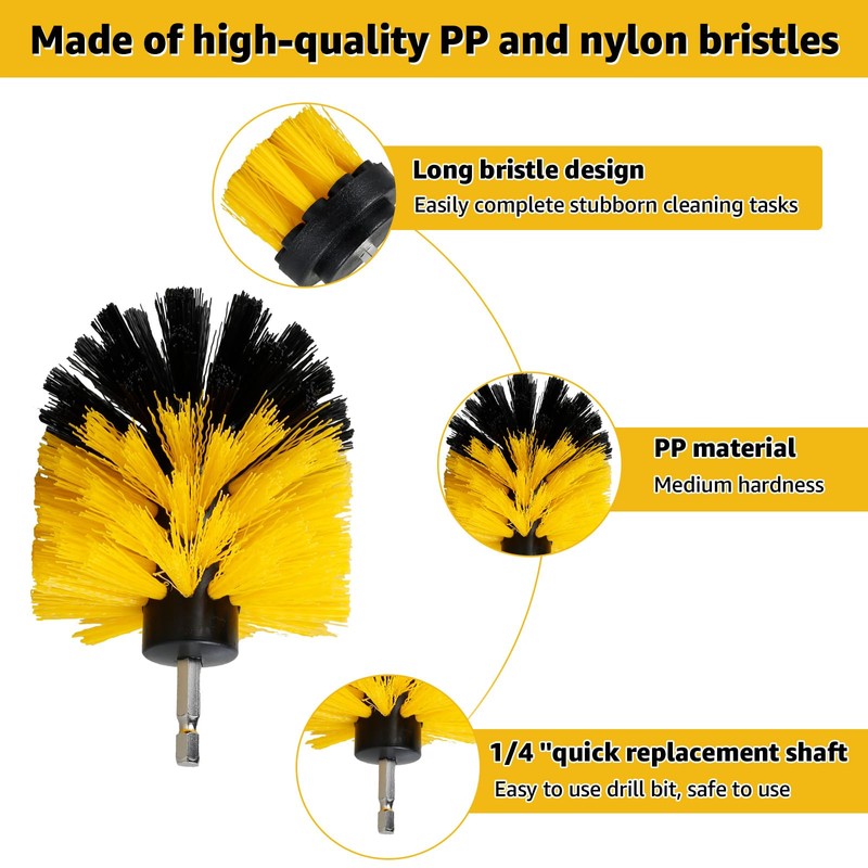 6Pcs Drill Brush Attachment Set，Multipurpose Cleaning Scrub Brush Kit with