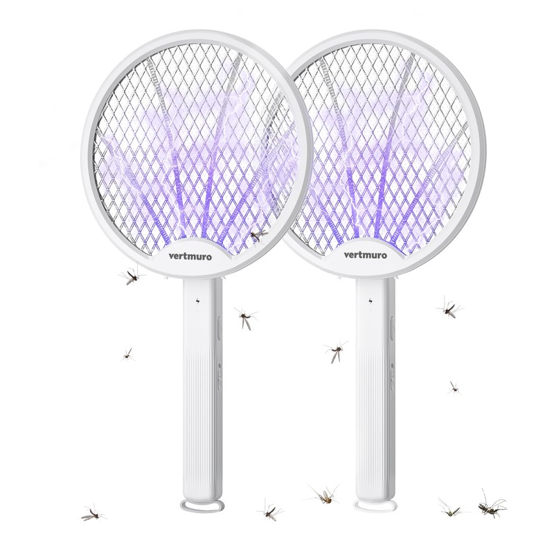 2PCS Electric Fly Swatter 4000V, 2-in-1 Foldable Bug Zapper Racket,