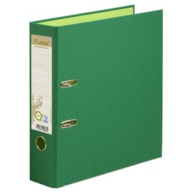 Exacompta Prem'Touch Forever 53983E Premium Recycled Folder, 8 cm Wide, DIN A4 Ring Binder, Letter Folder, Office Folder, Plastic Folder, Slotted Folder, Dark Green