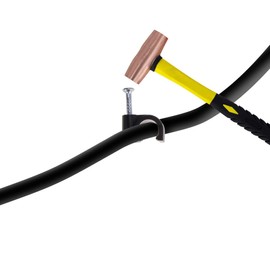 Hemobllo Cable Clips - 100 Pcs 5mm Cable Wire Clips with Steel Nails Cord Clips Cable Staples Cable Wall Clips Plastic Wire Clips for Ethernet Cables (Black)