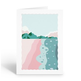 Stonehouse Collection Beach Note Card Set, Ocean Wave Design with Sandy Shore Background, Blank Inside (Low Tide)