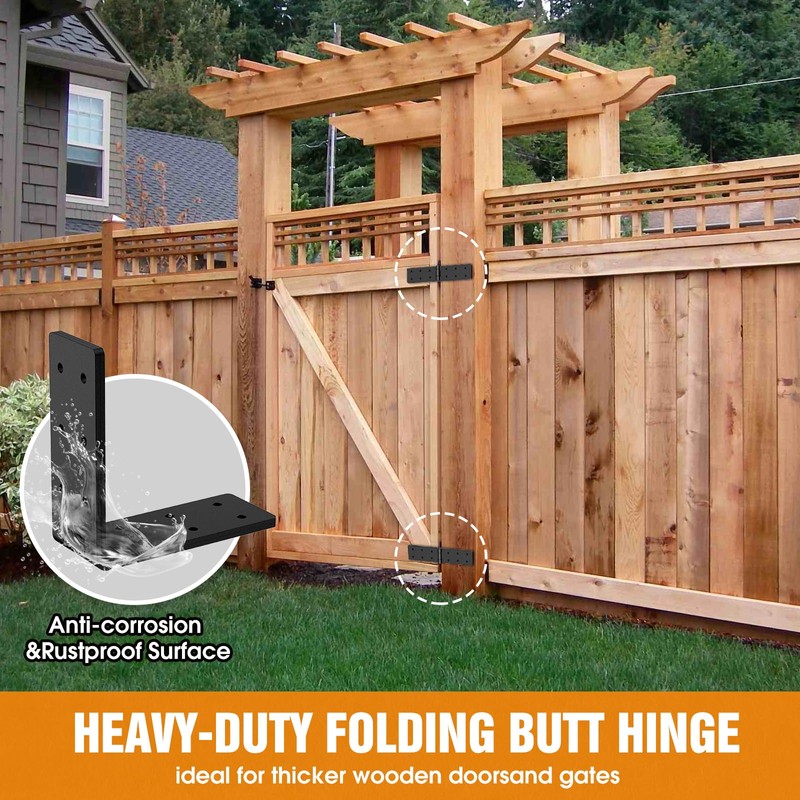 Heavy Duty Gate Hinges,Adjustable Butt Folding Door Hinge with Screws,270