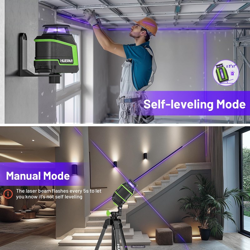 Huepar 360° Laser Level, 82Ft - 165Ft Self Leveling Laser