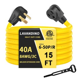 LAVANDINO 15FT 250 Volt Welder Extension Cord 8 AWG for 40 Amp, 8 Gauge Power Extension for Welding Machine NEMA 6-50P to 6-50R