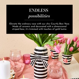 MACKENZIE-CHILDS Courtly Bow Vase, Unique Flower Vase, Decorative Table Decor for Living Room