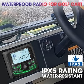 Waterproof Bluetooth Radio for Golf Cart: DOVOX Boat Marine Gauge Stereo - 2.8 Inch LCD Display AM FM USB AUX Subwoofer 200W Output - Gift for Golfer