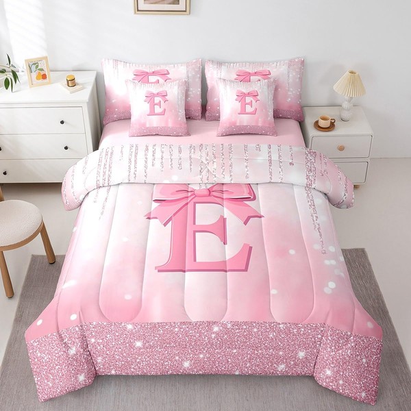 Feelyou Kids Pink Bowknot 7 Pieces Bedding Set Full Size,