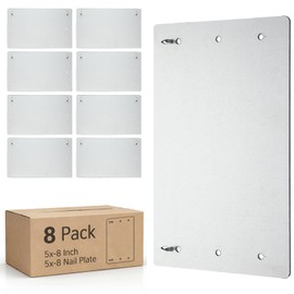 Silkfly 8 Pcs 5x8 Inch Nail Plates for Wood Studs 16 Gauge Galvanized Steel Self-Nailing Stud Guard Protector Bulk for Top Bottom Plate Electrical Plumbing Pipe Protection IBC/IRC Code Compliant