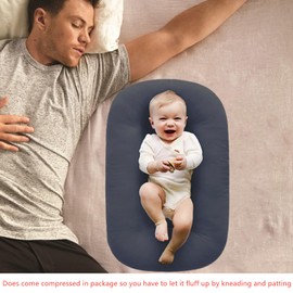 Baby Lounger Pillow,Loevin Baby Lounger Pillow for Newborn Cosleeping for Baby in Bed,Newborn Lounger Baby Nest for Boys & Girls 0-12 Months-Dark Gray
