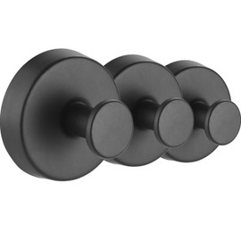 byojia Suction Cup Hooks, Shower Hooks for Inside Shower, No-Drill Towel Hook Stainless Steel Waterproof Suction Hooks for Wreaths, Loofah, Towel, Coat, Bath Robe (Black, 3Pcs)