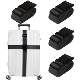 Luggage Straps for Suitcases TSA Approved Travel Belt 8 Pack by Chelmon (Black)