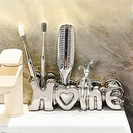 Tidsech Toothbrush Holder 4 Slots Tooth Brush Holder for Bathroom, Multi-Functional Toothpaste Holder comb Cup Razors Holder for Bathroom Vanity Countertop, Ideal for Home Decor(Silver)