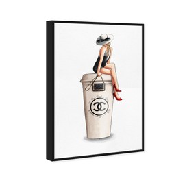 The Oliver Gal Artist Co. Fashion and Glam Framed Wall Art Canvas Prints 'Cafe Au Lait Cambon' Handbags Home Décor, 10" x 15", White, White