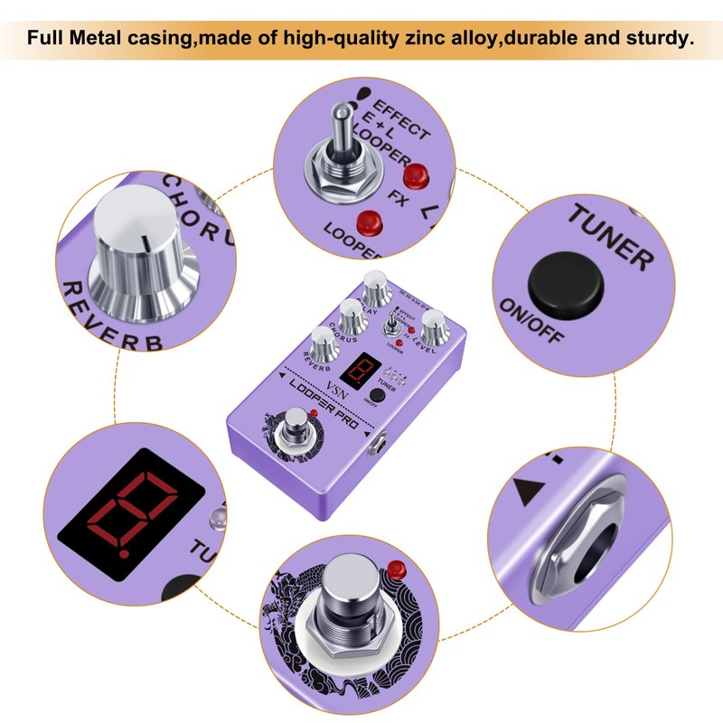 VSN Multi Effect Pedal with Delay Tuner Chorus Reverb Looper