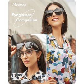 Meeloog Large Polarized Fit Over Glasses Sunglasses For Women Men, Oversized Trendy Square Shades For Driving Riding MST0110, P1 White Frame/Black Lens, One Size