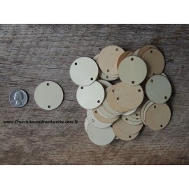 Unbranded 50 count 1.5 inch wood 2 HOLE TAG CIRCLE shape DIY 1-1/2 inch wooden coin craft
