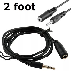 Unbranded/Generic 3.5mm Audio Extension Cable Male to Female M/FStereo Aux Auxiliary Black 2 Feet
