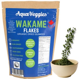 Aqua Veggies Organic Wakame Flakes – Dried Seaweed for Miso Soup, Ramen, Seaweed Salad – Wild Harvested – Gluten-Free, Non-GMO, Vegan, Keto Superfood (4oz)