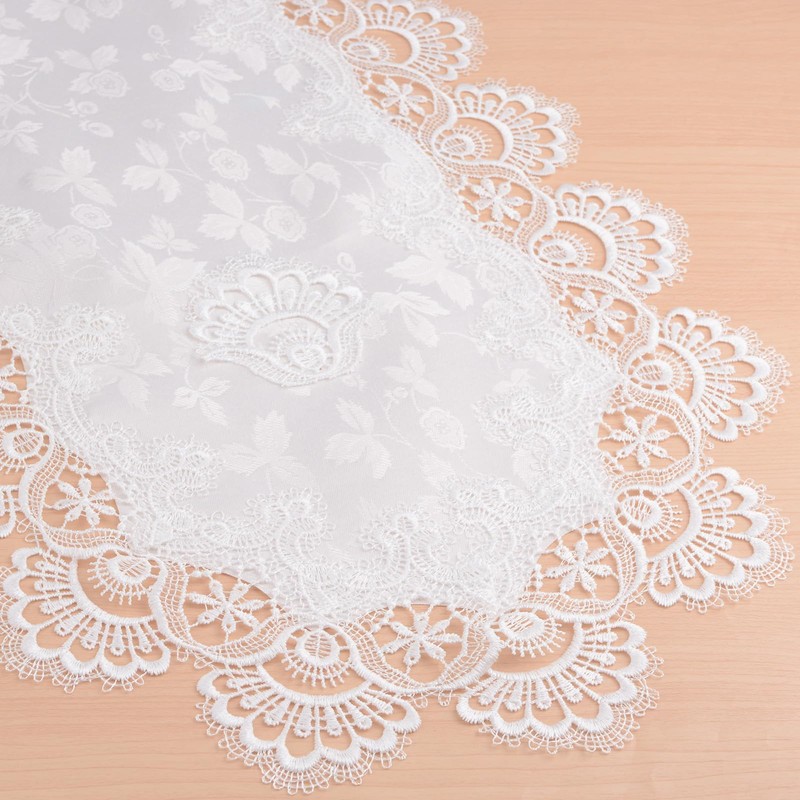 URROMA Vintage Lace Doily, 40cm*90cm White Table Cover with Lace