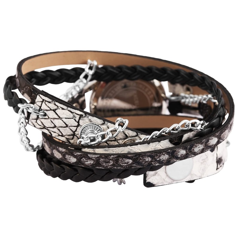 Excellanc 1900180 Women's Watch Faux Leather Metal Wrap Bracelet Press