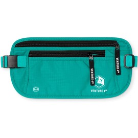 VENTURE 4TH RFID Money Belt for Women - Hidden Passport Holder (Turquoise)