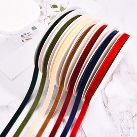 Velvet Ribbon for Gift Wrapping DIY Crafts | 1 Roll Vintage Single Face Spool Satin Velvet Ribbon for Wedding Ornaments Christmas Decoration Floral Bouquets (Moss, 3/8” x 10 Yard)