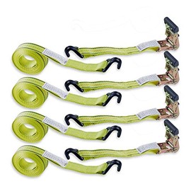 Autofonder 4pcs 1.5" x 15 ft Heavy Duty Cargo Ratchet Tie Down Straps 3000 lbs Tie-Down Ratcheting Straps with Wire Hook Ends,J-Hook Ratchet Strap TieDowns
