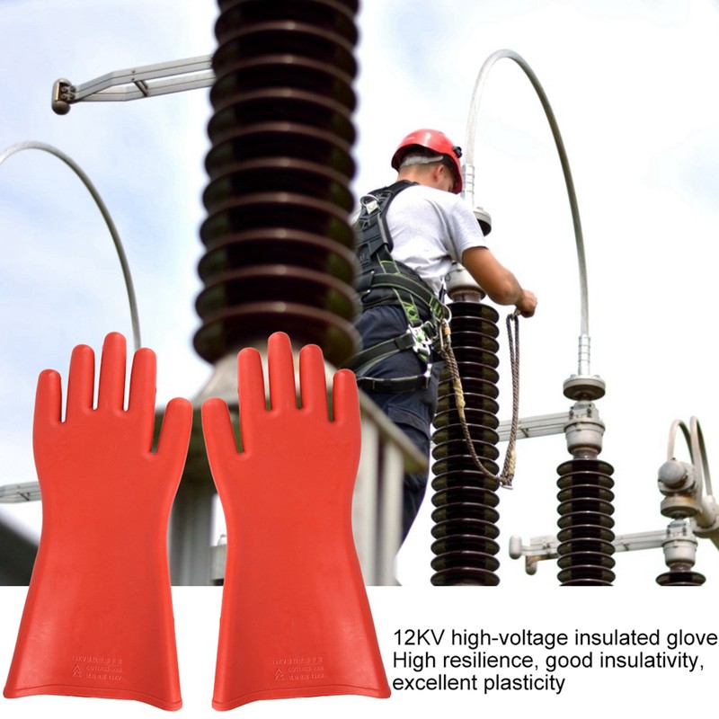 12KV High Voltage Proof Rubber Insulated Gloves Waterproof Safety Electrical