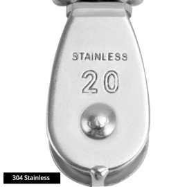 QWORK® Pack of 10 M20 Pulley 304 Stainless Steel Pulleys for Wire Ropes Ropes up to 6 mm Diameter, Load Capacity 75 kg