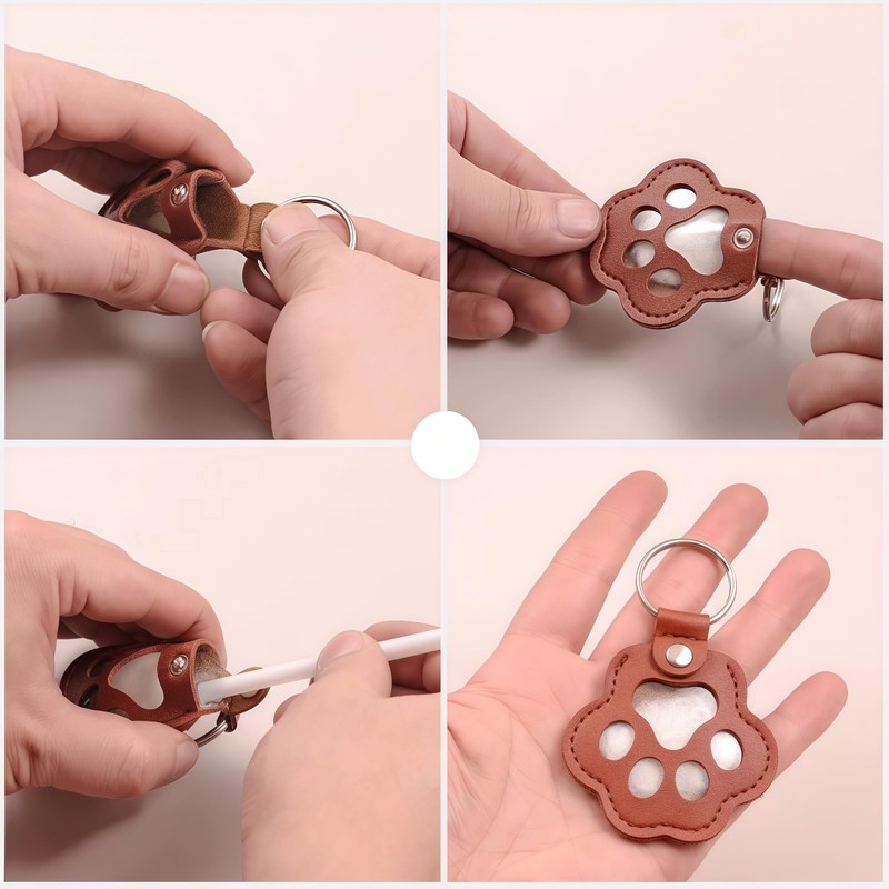 6 Piece Pet Memory Set, Cat Paw Keyring with Tweezers,